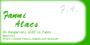 fanni alacs business card